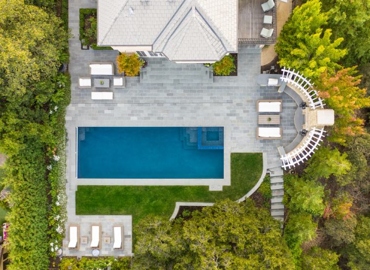 Emerald Hills Estate Pool Aerial View